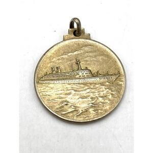 Vintage 800 Silver Linea C SS Eugenio C Cruise Boat Medal Pendant Charm Estate